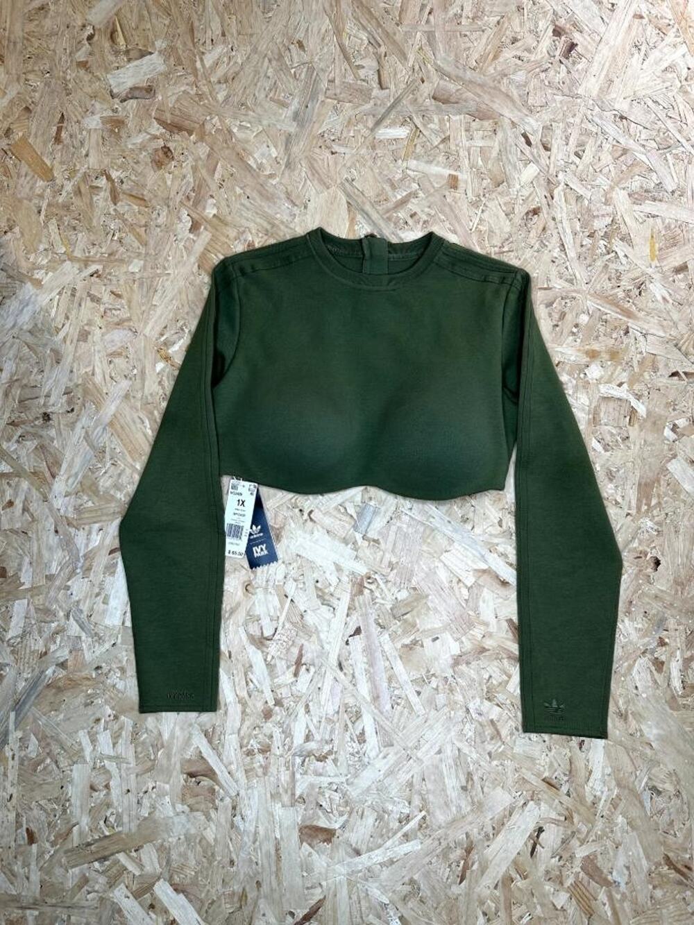 Adidas Ivy Park Crop Top Womens 1X Green Long Sleeve Full Zip Back HG2429 NWT